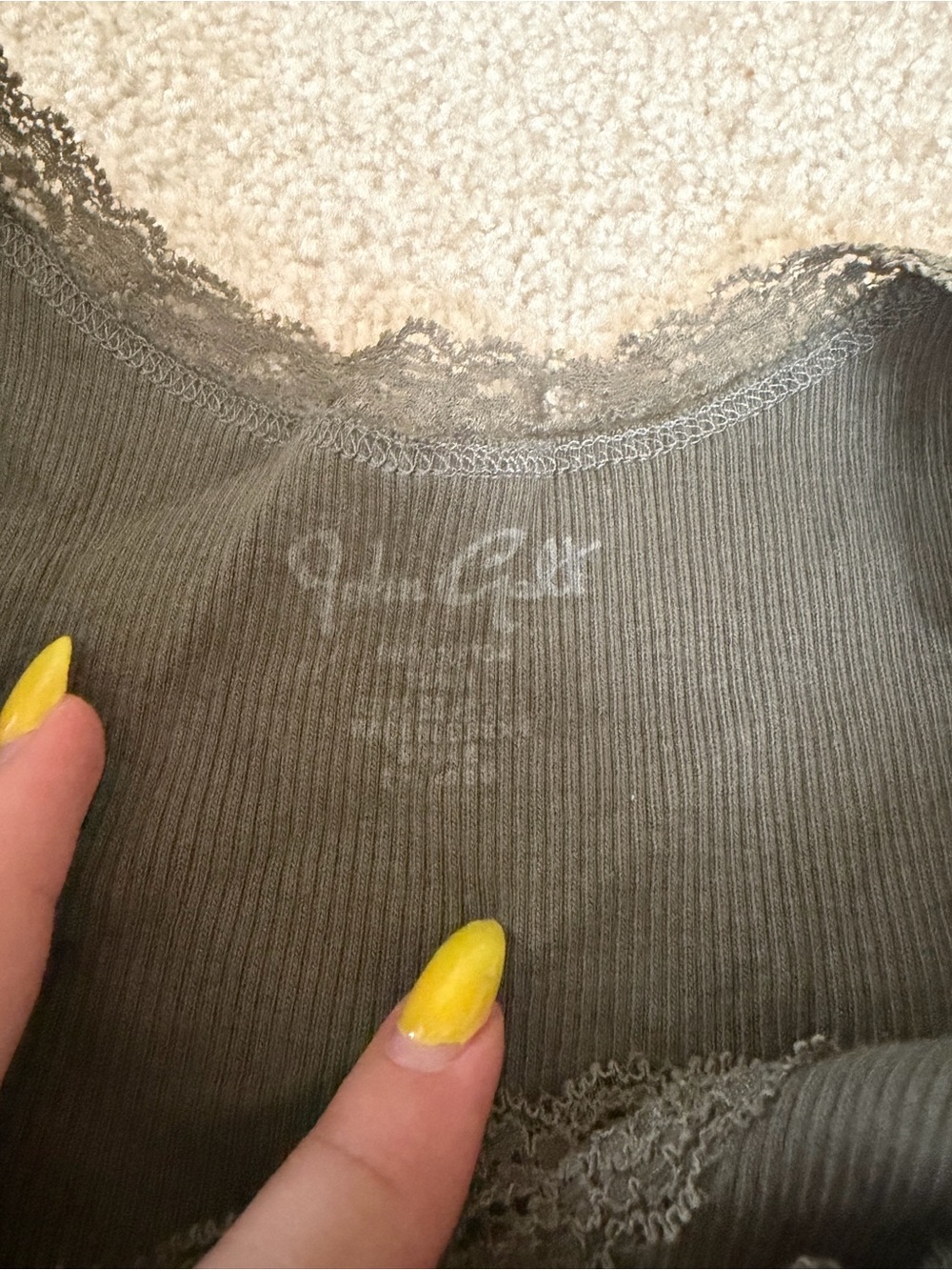 John galt Brandy Melville Sturgis Bike Week Graphic Lace-Trim Tank - Olive - Picture 2 of 2